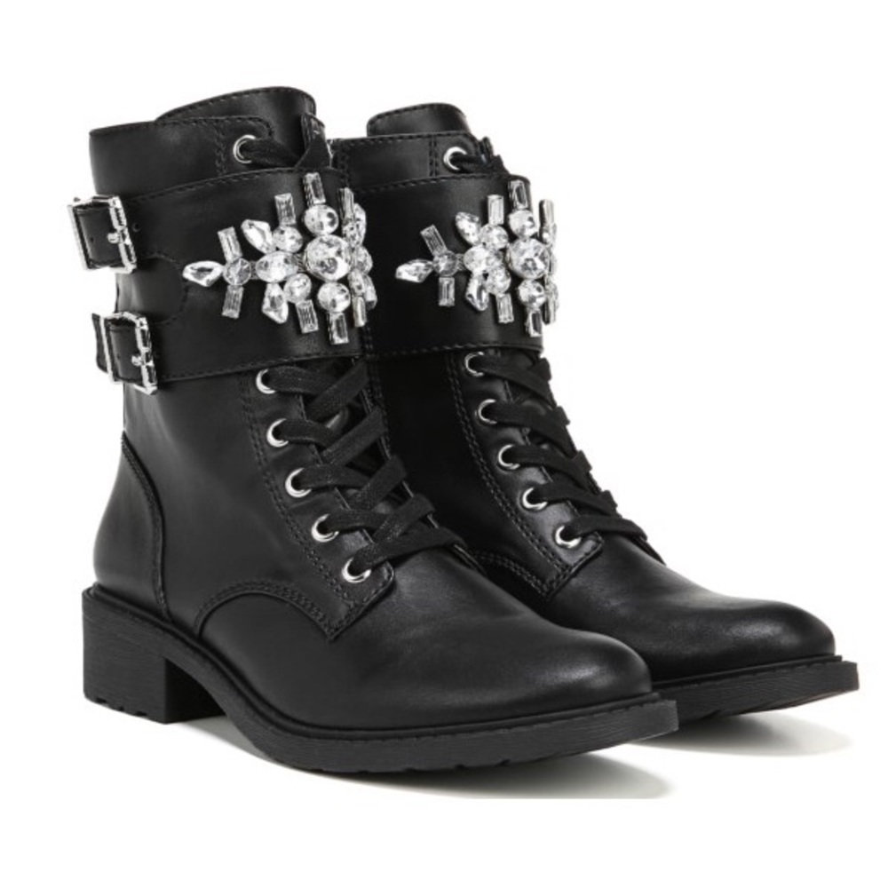 Sam Edelman Lace up Bootie Jeweled Combat Boots 8